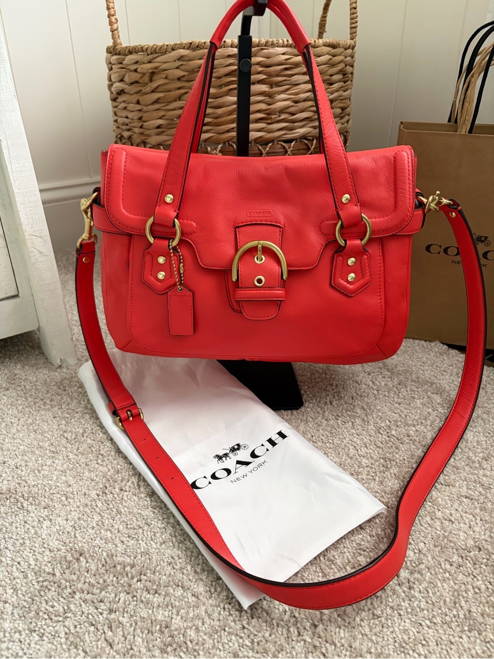 Coach Campbell Orange Flap Leather Satchel Price Firm